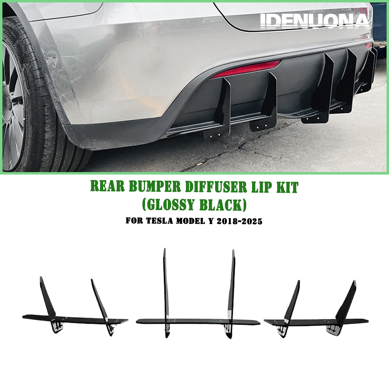 Gloss Black Rear Bumper Diffuser Lip Spoiler for Tesla Model Y 2018-2025