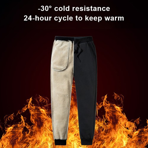 Mens Winter Warm Soft Fleece Lined Pants Thermals-Casual Sports Joggers Trousers - Picture 3 of 15