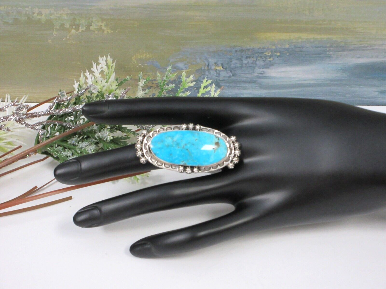 Sterling Silver Turquoise Ring Chaco Canyon Kingman Size 6 Blue Stone ...