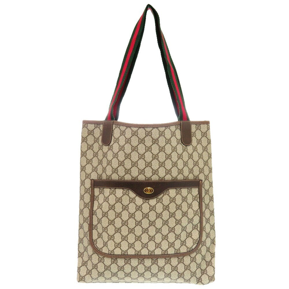 Gucci Old Gucci Sherry Line GG 39 002 4487 PVC Canvas Beige Tote