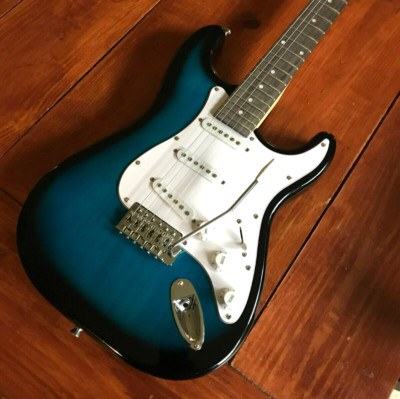 Full-Size 39'' Transparent Blue Solid Body Electric Guitar with Gig Bag and More