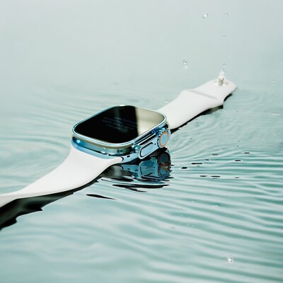 Sky Blue Apple Watch ULTRA 2 49mm Titanium Custom Polished and Anodized Blue