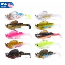 10PCS Dark Sleeper Soft Rubber Body Lure Swimbait Deep Running Paddle Tail USA