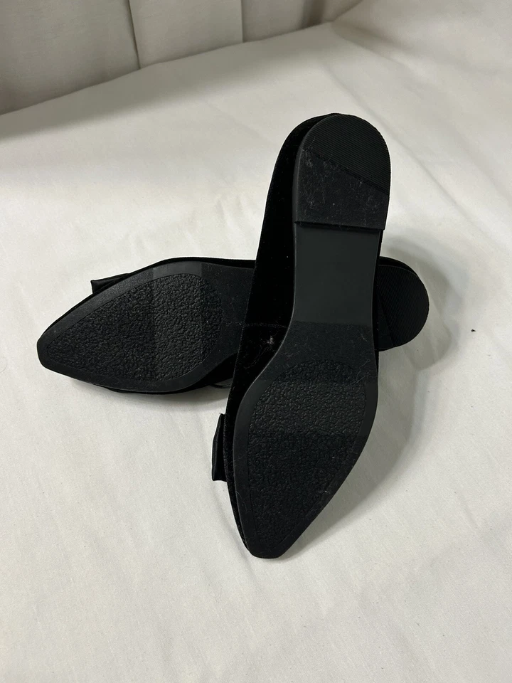 Ann Taylor заводские туфли черный нарядный плоский носок бант скольжения на бархатистый новый с Ярлыками размер 6 М - Изображение 4 из 4