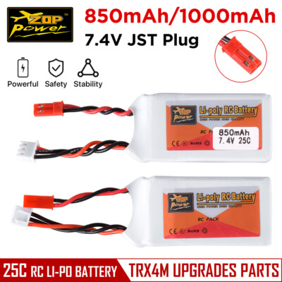 ZOP Power 7,4V Lipo Akku 25C 850mAh 1000mAh JST Stecker für RC Car Buggy Boat