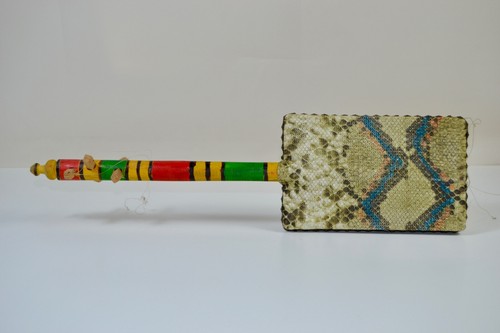 Vintage African Musical Wooden Faux Snake Skin Guembri String Folk Instrument - Picture 4 of 11