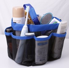 Blue 8 Pocket Quick Dry Shower Mesh Basket Tote Bag Breathable Caddy Bathroom