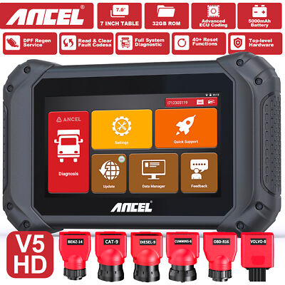 ANCEL Heavy Duty Truck Diesel OBD Diagnostic Scanner Full System Scan DPF Regen