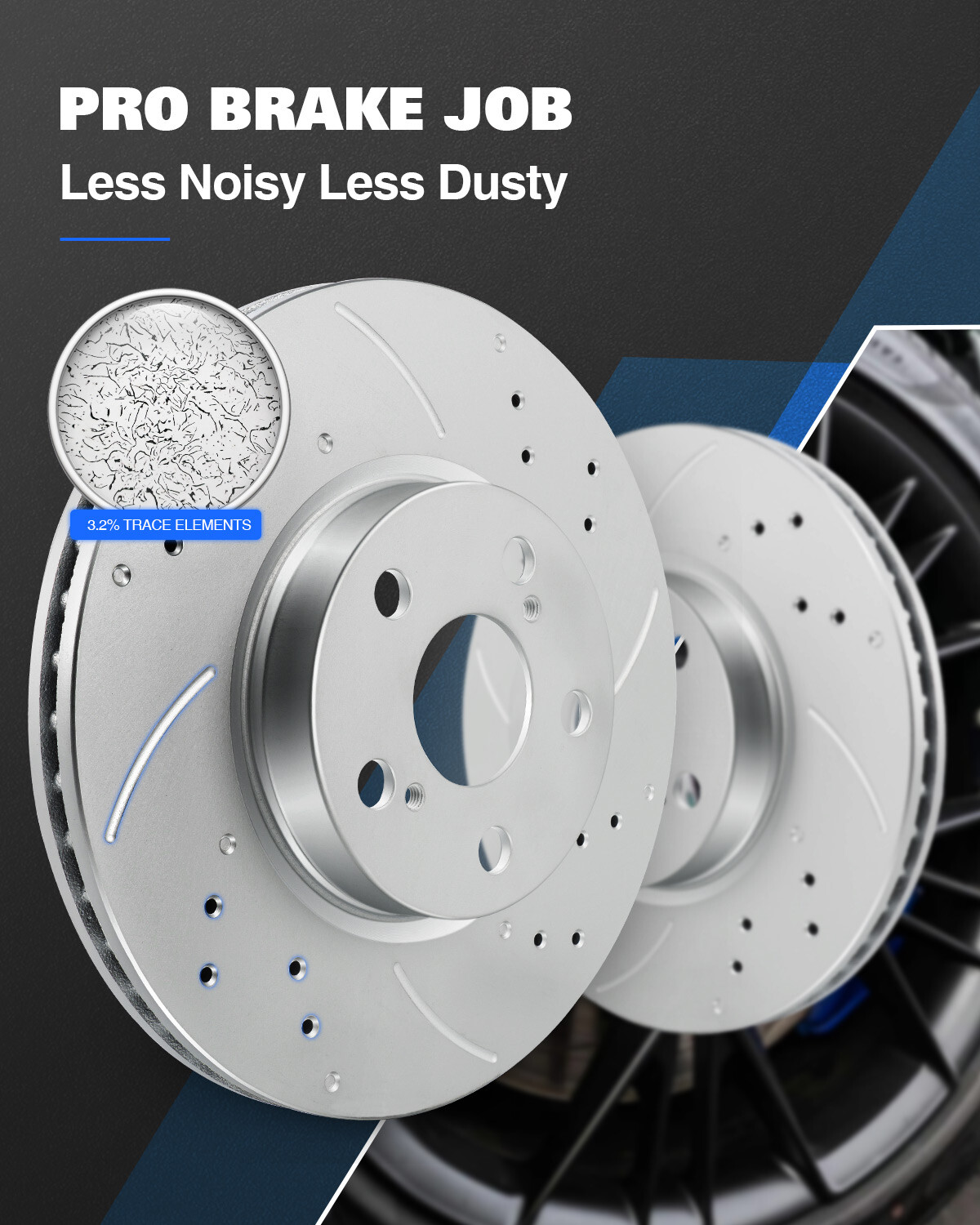 360mm Front Brake Rotor &Ceramic Brake Pads for DODGE CHALLENGER 2014