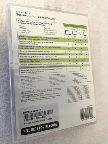 NEW Webroot Secure Anywhere Internet Security Plus 3 Devices Windows PC Mac iOS - Picture 2 of 2