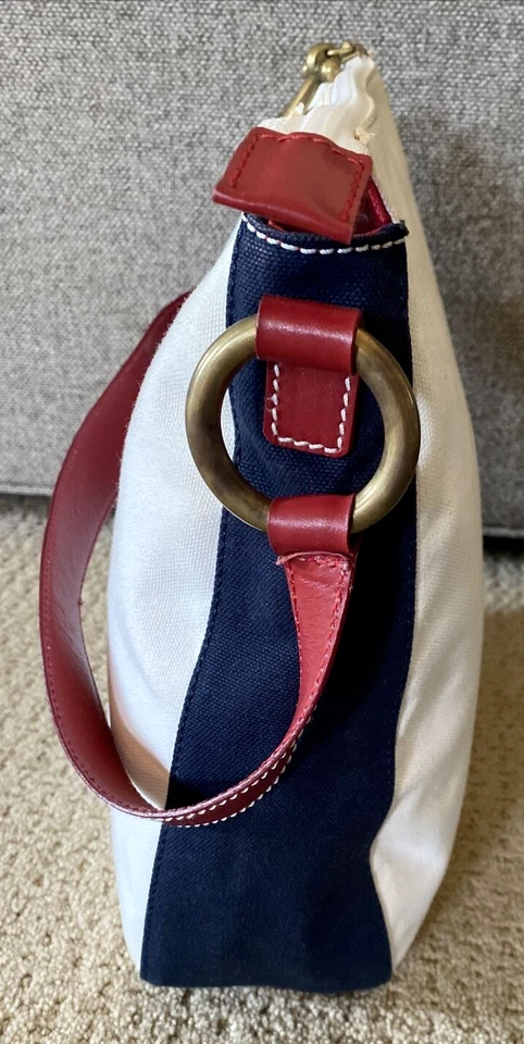 Bolso de Hombro MOSCHINO Lona Cuero Latón Ancla Logo Hecho en Italia Foto 4 de 4