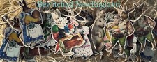 Set 12- Vintage Victorian Easter Wood Ornaments Wood Easter Eggs Ornaments
