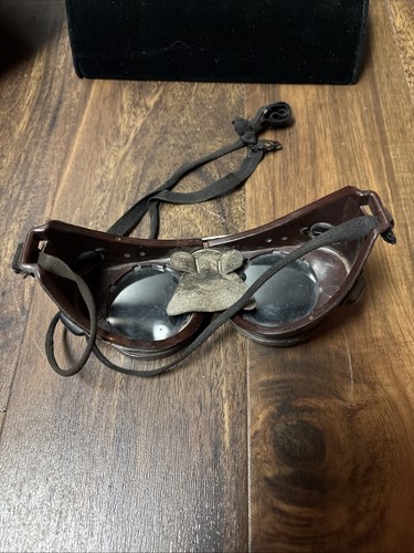 Antique Willson kover-mor Steampunk Welding Saftey Goggles Green Lenses Nice! - Picture 13 of 13