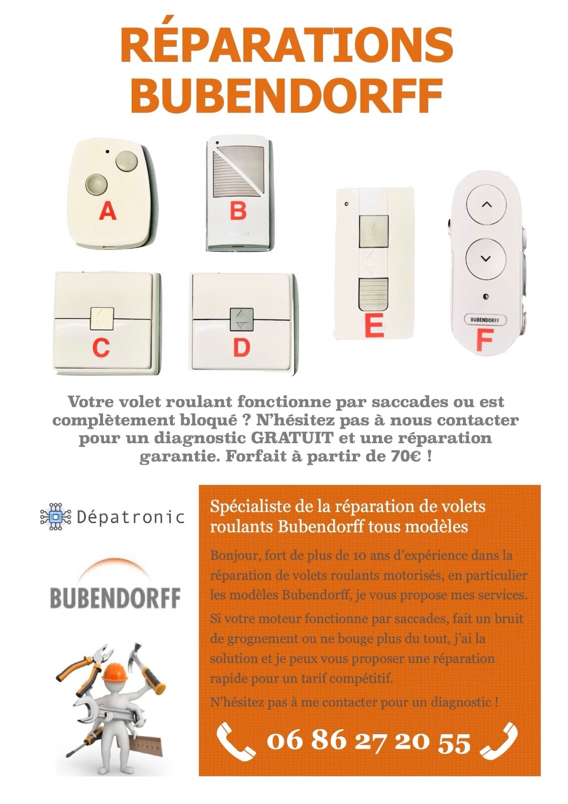 Carte motorisation Bubendorff RG3 avec émetteur radio pour commande à distance