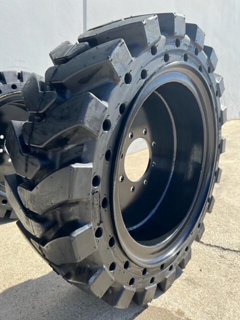 12-16.5/ 12x16.5 Solid Skid Steer Tires 4 & Rims for CAT, Case, Bobcat ...