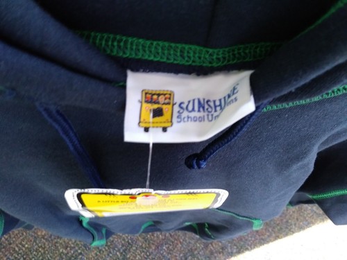 Hooded Sweatshirt Navy w/ Green Youth Large Sunshine School Uniforms #13 - Picture 3 of 6