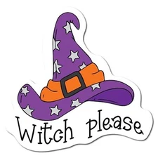 Halloween Witch Please Spooky Funny Holiday Magnet Decal, 5x5 Inches
