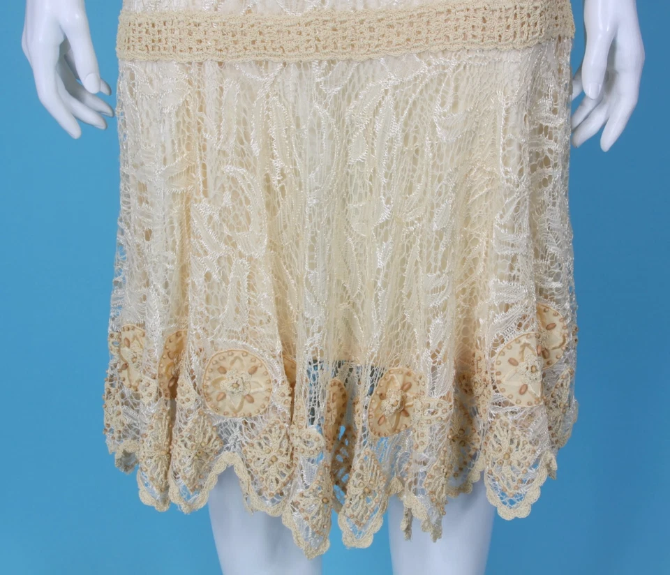 Sue Wong Silk Dress Vintage size 6 stunning Cream beaded lace Gatsby party - 730 - Image 4 of 4