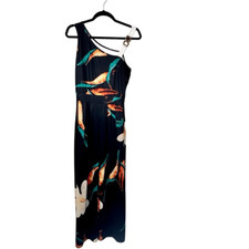 Fashion Nova Asymmetric Neck One Shoulder Cut Sleeveless Maxi Dress Black Small