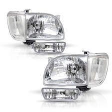 For 2001-2004 Toyota Tacoma Chrome Headlights Clear Corner Lamps Bumper