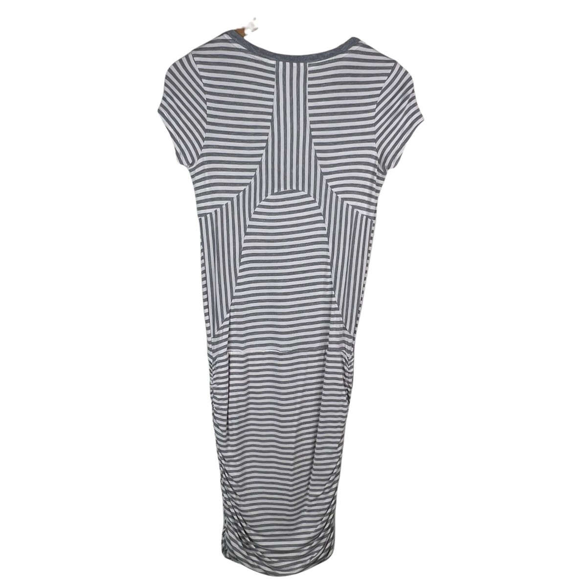 Athleta Dress Striped Topanga V Neck Ruched Side Casual T Shirt