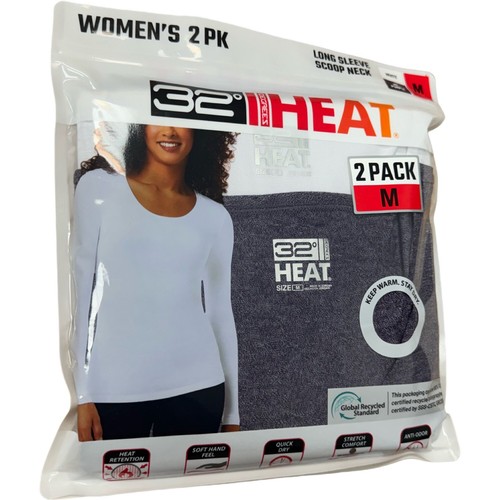 Womens Top Long Sleeve 32 Degrees Heat Scoop Neck 2 Pack Thermal Baselayer Tee - Picture 6 of 7