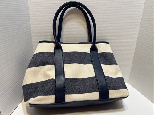 VTG TOMMY HILFIGER STRIPED TOTE BAG w/ SEQUIN ANCHOR Cute Summer Beach Style - Picture 4 of 16