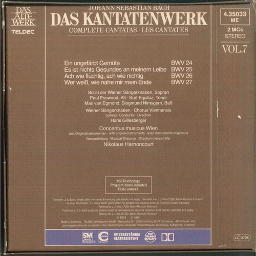 Johann Sebastian Bach 2x MC7 Das Kantatenwerk / BWV 24-27 | Vol. 7 Nuovo - Imagen 2 de 2