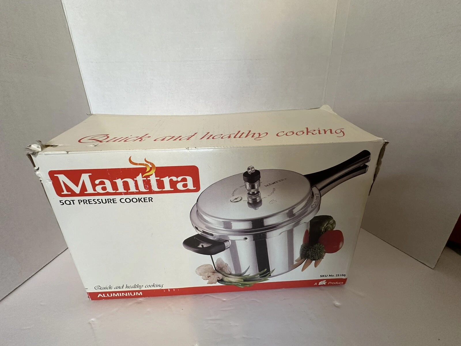 Vintage Manttra TTK 5 QT Aluminum 5 Quart Stove Top Pressure Cooker Open Box
