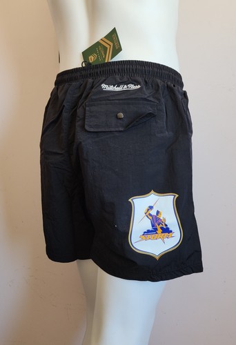 Mitchell & Ness Melbourne Storm NRL Mens Black Badge Nylon Shorts Size M New - Picture 5 of 7