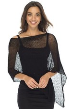 Womens Sheer Poncho Shrug Bolero, Lightweight Summer Shrug Pullover Sweater B...