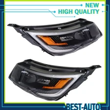 Pair Halogen w/LED DRL Headlights Fit For Ford Explorer 2016-2019 Black LH+RH