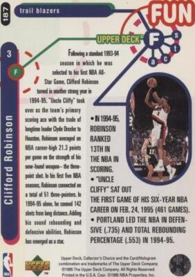 1995-96 Upper Deck Collector's Choice - Clifford Robinson #187 for