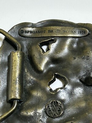 Vintage Asian Dragon Brass Belt Buckle Bergamot Brass Works 1974