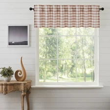 Farmhouse 16"x72" Valance Brown Rod Pocket Kitchen Window Curtains VHC Brands