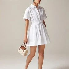 J Crew Elena mini shirt-dress in cotton poplin Size 16 White