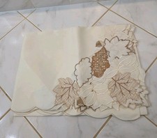Evermaple Neutral Embroidered Fall Leaf Tablecloth 60x84 Rectangular Cutwork...