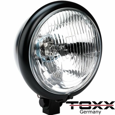 ToXx Scheinwerfer Schwarz Old Scool Chopper CafeRacer Custom Universal e-geprüft