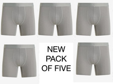 Men's EXPRESS 5 Pack of New Light Gray/Grey 5.5" Performance Medium Boxer Briefs
