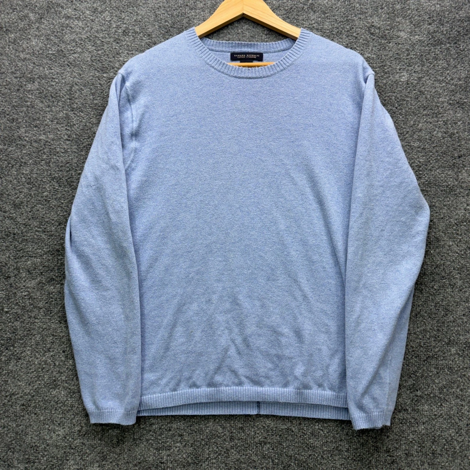 Banana Republic Cotton Cashmere Sweater Mens L Blue Long Sleeve Soft Casual
