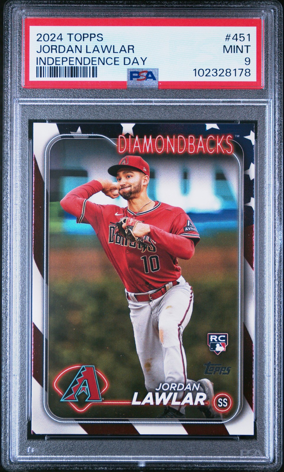 2024 TOPPS INDEPENDENCE DAY #451 JORDAN LAWLAR 68/76 PSA 9
