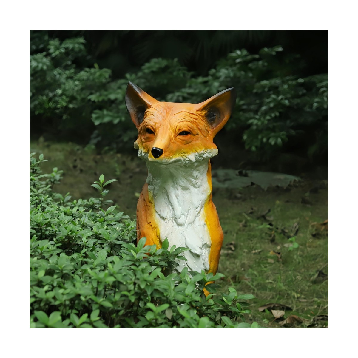 Sitting Fox Large Size Decorative Statue Outdoor Wit Fox Orange
