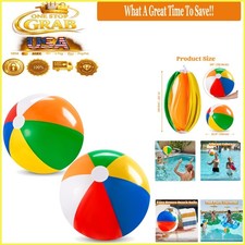 2-Pack Inflatable 20-Inch Rainbow Beach Balls Pool Toys Summer Fun