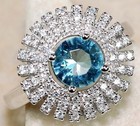 1CT  Aquamarine 925 Solid Sterling Silver Ring Sz 8 &2-4 — photo 1