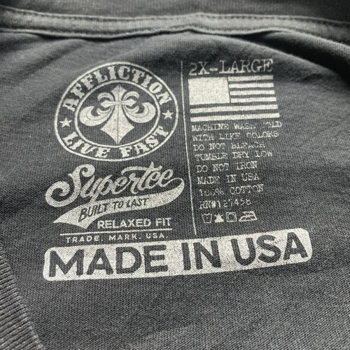 Affliction Live Fast American Customs Eagle Grafika Czarna T-shirt Męski Rozmiar 2XL - Zdjęcie 3 z 11