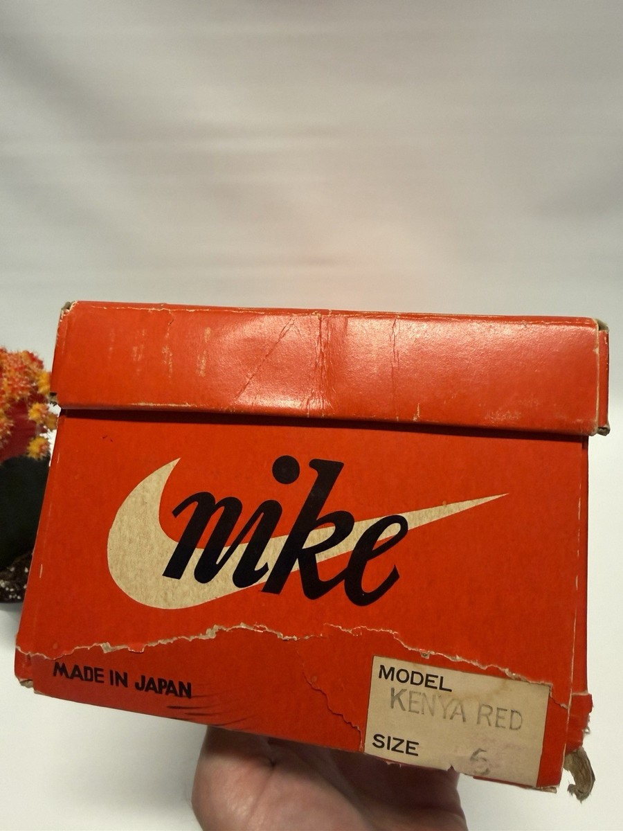 【訳あり】70s日本製ナイキ レディミエカ デッドストック 縦ナイキ オレンジ箱 VTG Early 1970s Nike Kenya Red Empty Shoe Box Pinwheel EXTREMELY