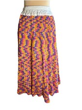 Handmade Crochet Maxi Skirt Boho Festival Knit Sz S/M Sunset Maximalist Granny