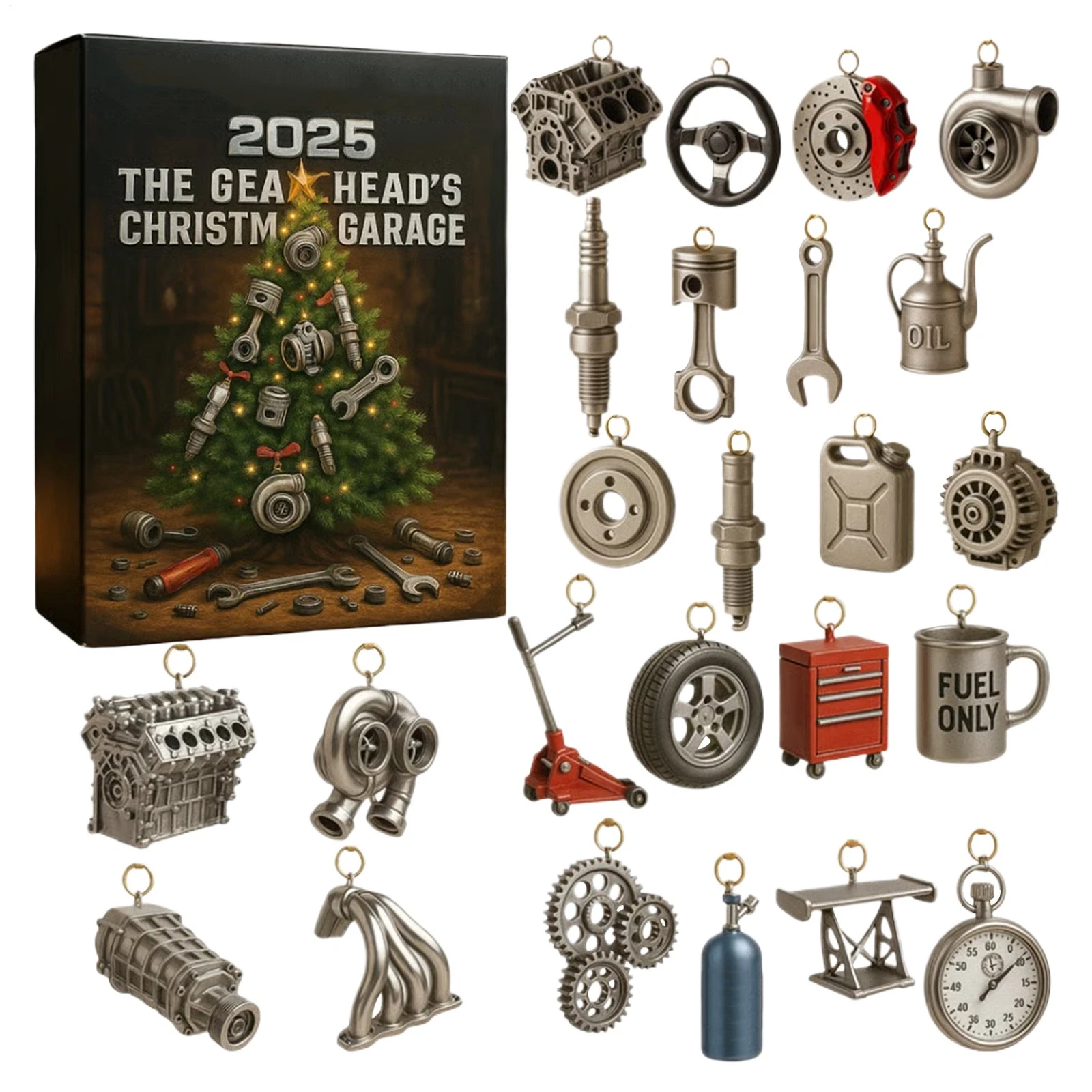 Advent Calendar 2025 For Car Lovers 24 Days Mini 2D Acrylic Tools And Parts