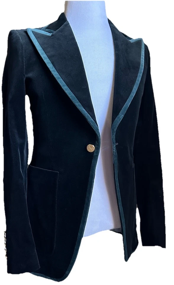 с ярлыками Gucci мужчин эластичной бархата Sport пальто Blazer куртка черный 34 США G1N - Изображение 3 из 4