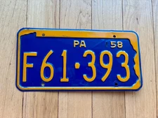1958 Pennsylvania License Plate
